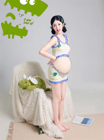 Nėštumo studijos komplektas – gėlėtas be rankovių sijoninis kostiumas, poliesteris 90–95%, gaivus ir saldus stilius, 2025 leidimas