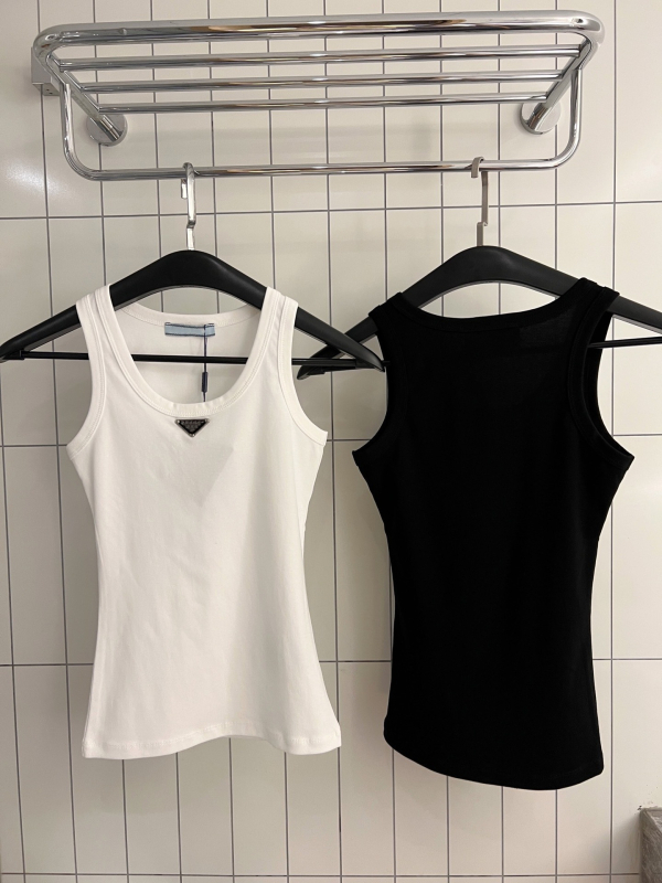 Slim-fit pamut bordázott ujjatlan felső vállpántokkal és 3D mintával