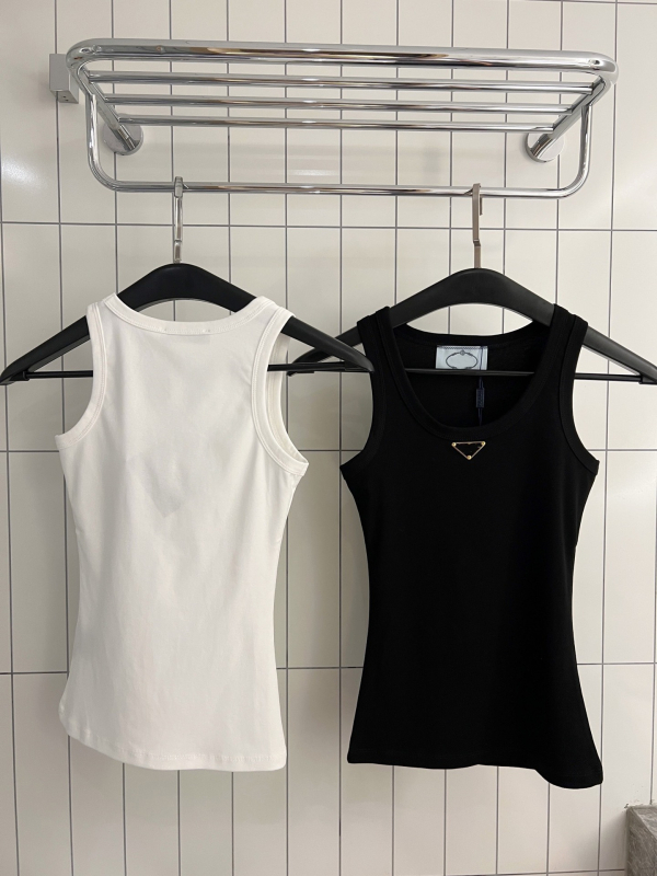 Slim-fit pamut bordázott ujjatlan felső vállpántokkal és 3D mintával