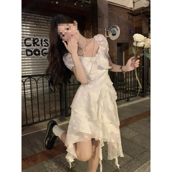 Haljina s francuskim stilom, asimetrični kroj princeze, gradski stil, duga haljina s A-linijom, visoki ovratnik