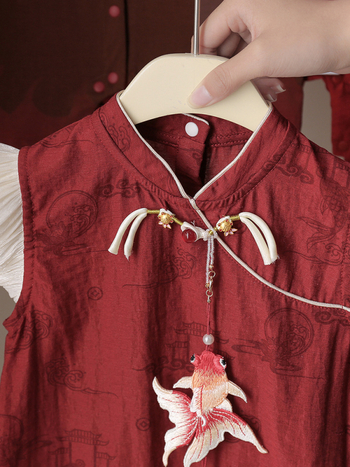 Kínai stílusú ujjatlan kislány ruhája – hercegnő szabású, puha viszkóz keverék, 1–3 éveseknek, nyár 2025