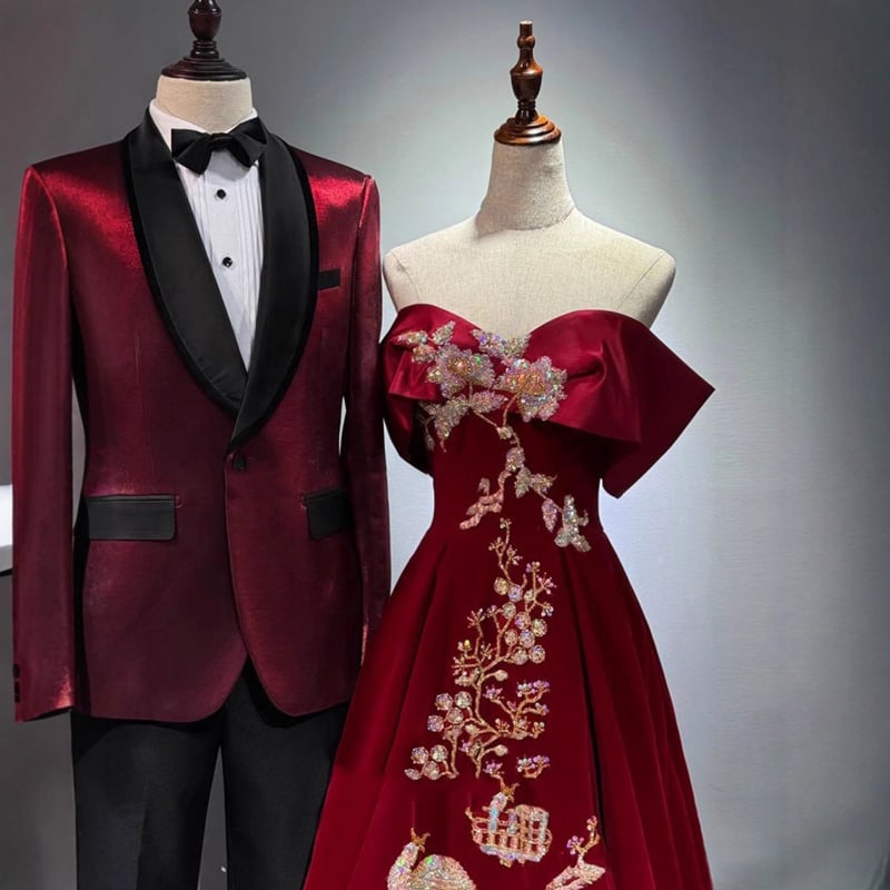 Bordo vjenčanska haljina s kineskim nadahnućem, 2026 novi dizajn, elegantan i luksuzan stil