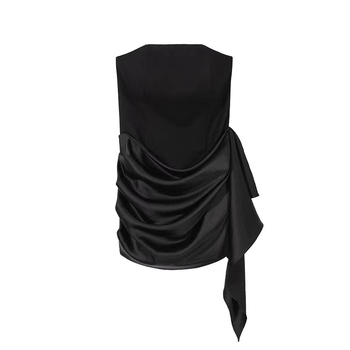 Ženska haljina s cvjetnim uzorkom od poliestera, A-linija, bez rukava, visokim strukom