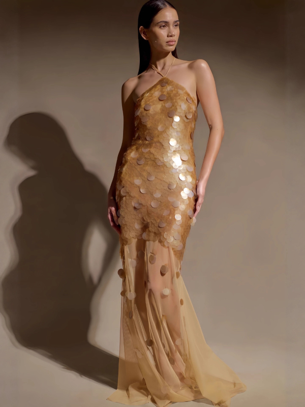 Šljokičasta haljina bez rukava, tube-top stil, visok struk, kratka dužina, poliester