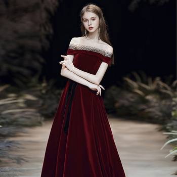 Vjenčana haljina za nazdravljanje - haljina na jedno rame, bez rukava, naborana suknja, duga haljina, poliester