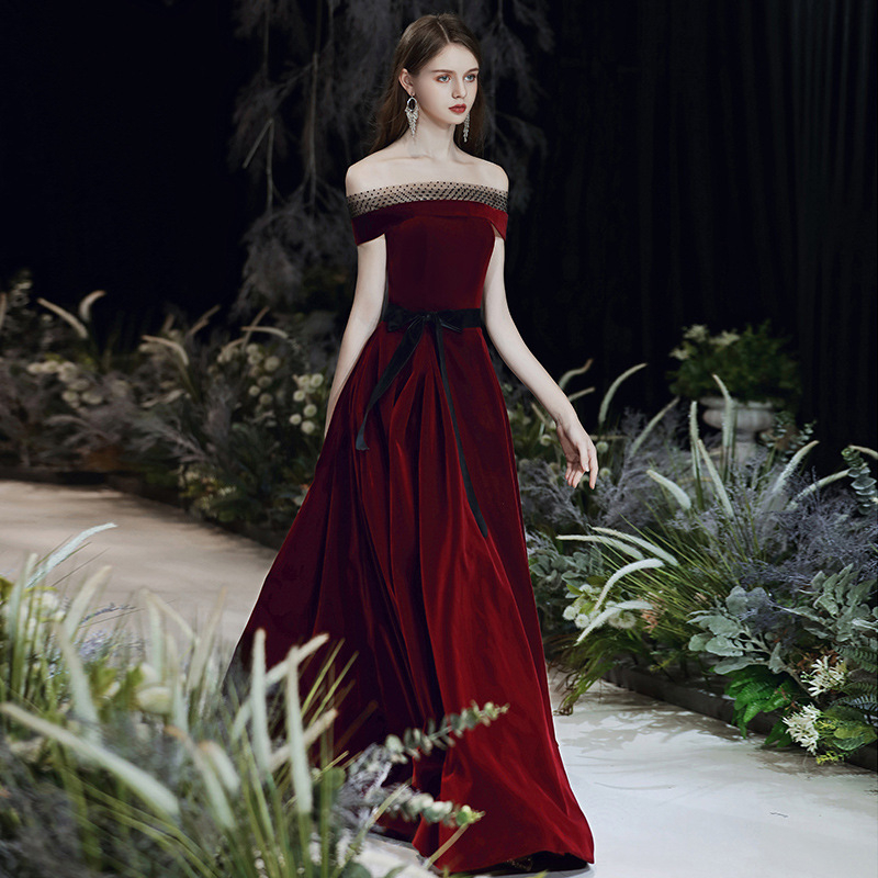 Vjenčana haljina za nazdravljanje - haljina na jedno rame, bez rukava, naborana suknja, duga haljina, poliester