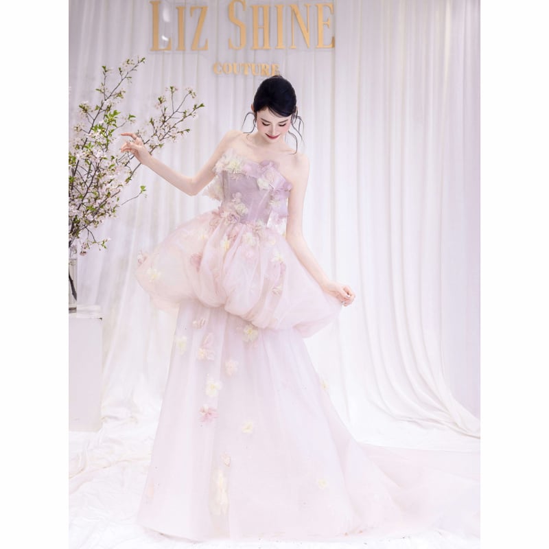 Francuski stil lagane vjenčane haljine s jednim ramenom, puderski tila, bez rukava, duga suknja s dugačkim šlepom, poliester smjesa, ljeto 2025