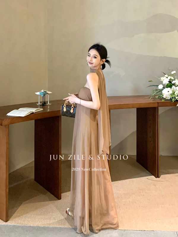 Rochie lungă fără bretele pentru vacanță, cu suprapunere din plasă și siluetă tub-top, 90–95% poliester