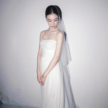 Forest-Style Vjenčana haljina A-linije, bez naramenica, s dugim šlepom, poliester