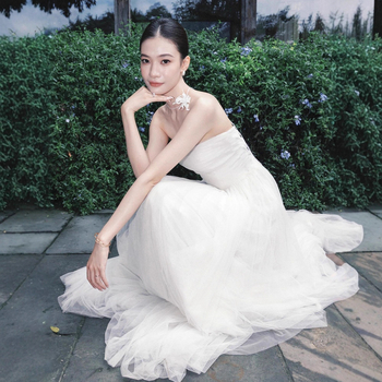 Forest-Style Vjenčana haljina A-linije, bez naramenica, s dugim šlepom, poliester