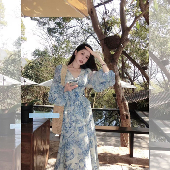 Chiffon dvodijelni set haljine s dugim rukavima, V-izrez, rukavi u stilu princeze, dugački kroj, jednobojni uzorak, detalji kolaza