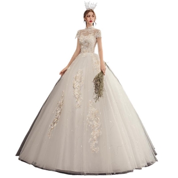 Vjenčana haljina A-linije, duga do poda, srednji struk, rukav 3/4, poliester tkanina 30-50%