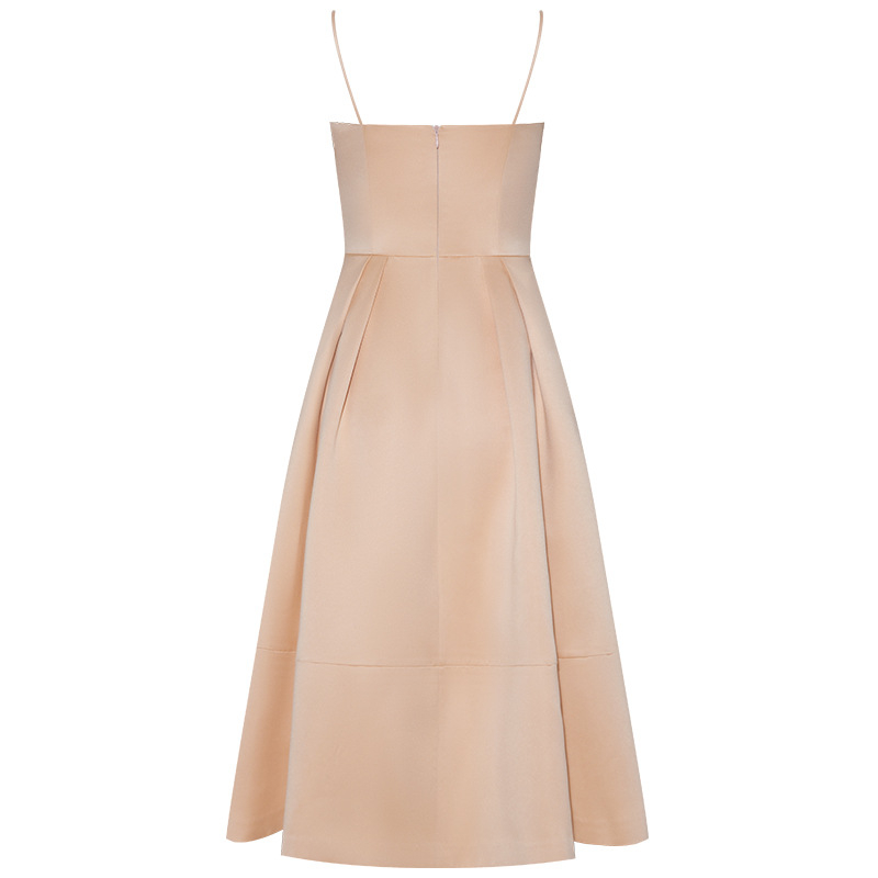 Igilila haljina: bez rukava, visoki struk, srednja duljina, poliester, jednobojni uzorak