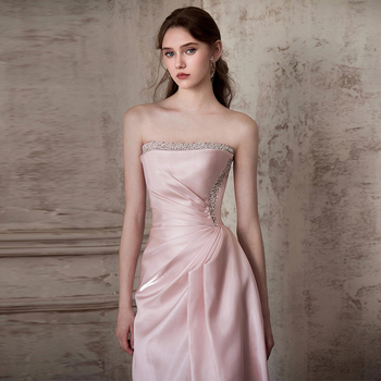 Rochie de seară fără bretele, lungă, talie înaltă, potrivită pentru ceremonia de majorat