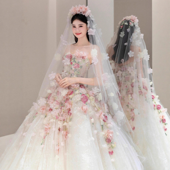 Vjenčana haljina s A-linijom siluete, tube-top, bez rukava, duga suknja, jesen 2025