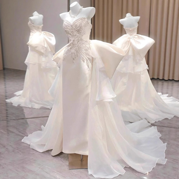 Vjenčana haljina bez naramenica, A-linija, duga suknja, satenski poliester smjesa 70–80% poliester