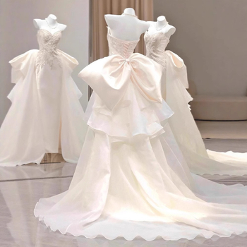 Vjenčana haljina bez naramenica, A-linija, duga suknja, satenski poliester smjesa 70–80% poliester