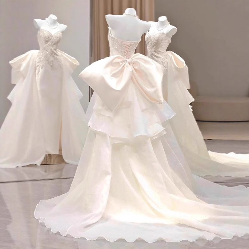 Vjenčana haljina bez naramenica, A-linija, duga suknja, satenski poliester smjesa 70–80% poliester