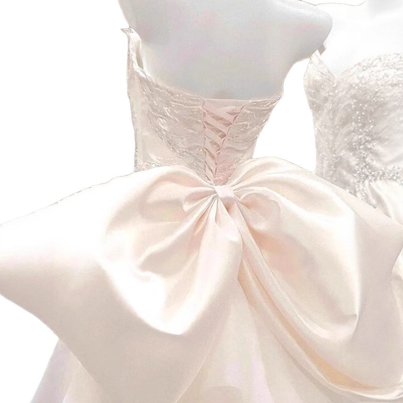 Vjenčana haljina bez naramenica, A-linija, duga suknja, satenski poliester smjesa 70–80% poliester