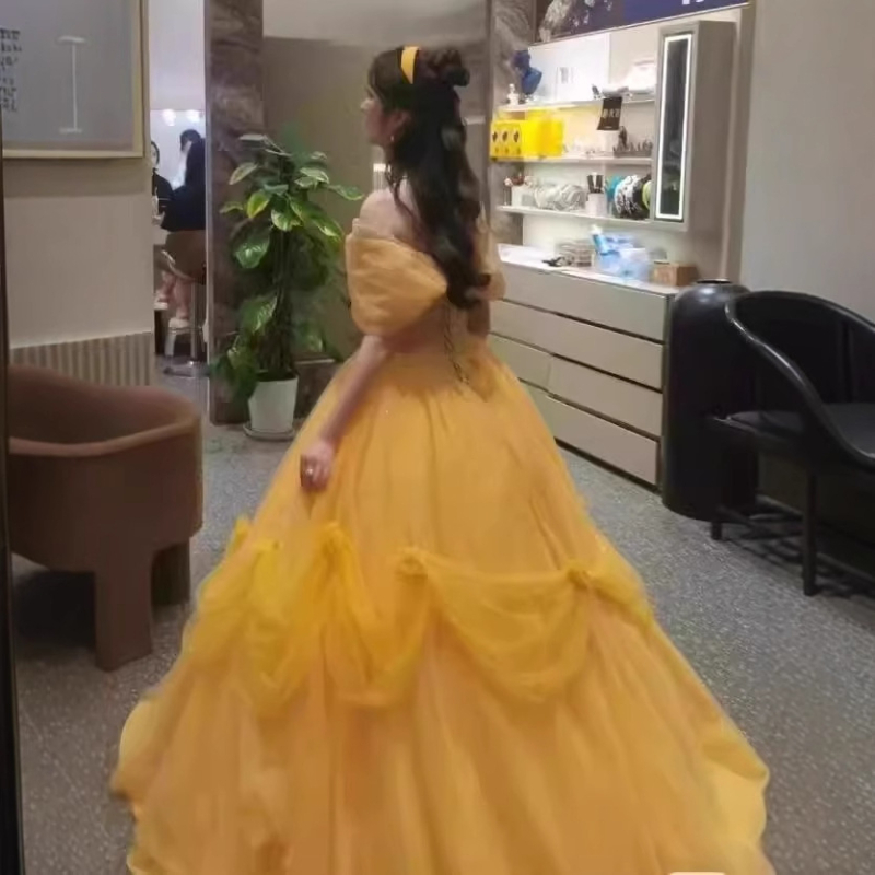 Večernja haljina s jednim ramom, bez rukava, duga tutu suknja, poliester tkanina, za odrasle žene