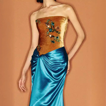 Vjenčana haljina A-linije, bez naramenica, bez rukava, duga, visoki struk, ljeto 2024