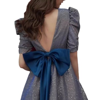 Éjszakai ruha mély V-nyakkal, midi hosszúságú tüll szoknyával, acetát szálból készült, 2022 ősz