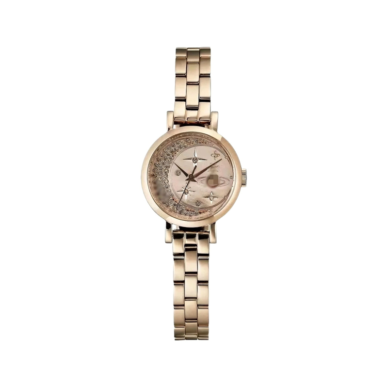 Ceas feminin quartz cu mișcare Swiss ETA, cadran de 25 mm, cristal safir, carcasă și brățară din oțel inoxidabil, rezistență la apă 30 m