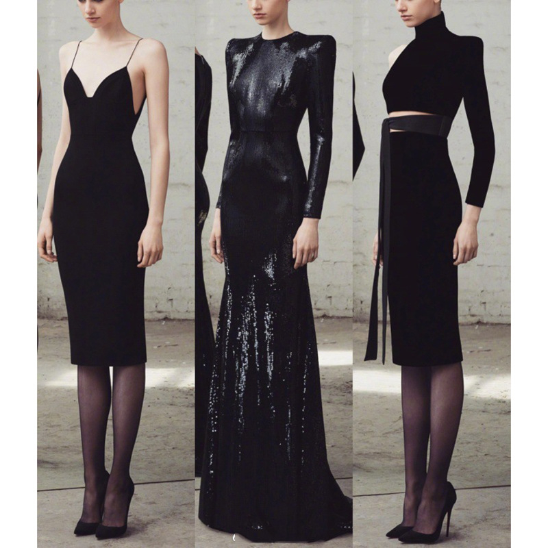 Egyvállas estélyi ruha hosszú ujjú, magas nyakú, halfarok sziluett, poliészter