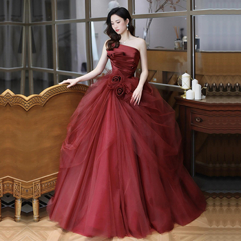 Menyasszonyi koccintó ruha váll nélküli, magas derék, hosszú szoknya, poliészter anyag, tavasz 2025