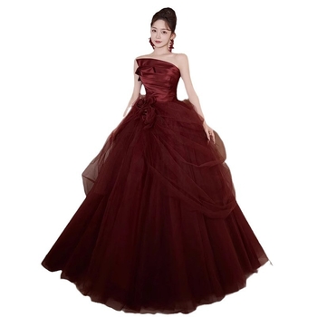 Menyasszonyi koccintó ruha váll nélküli, magas derék, hosszú szoknya, poliészter anyag, tavasz 2025