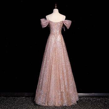 Rochie de seară pentru femei, decolteu off-shoulder, mâneci 3/4, fustă lungă, talie înaltă, poliester