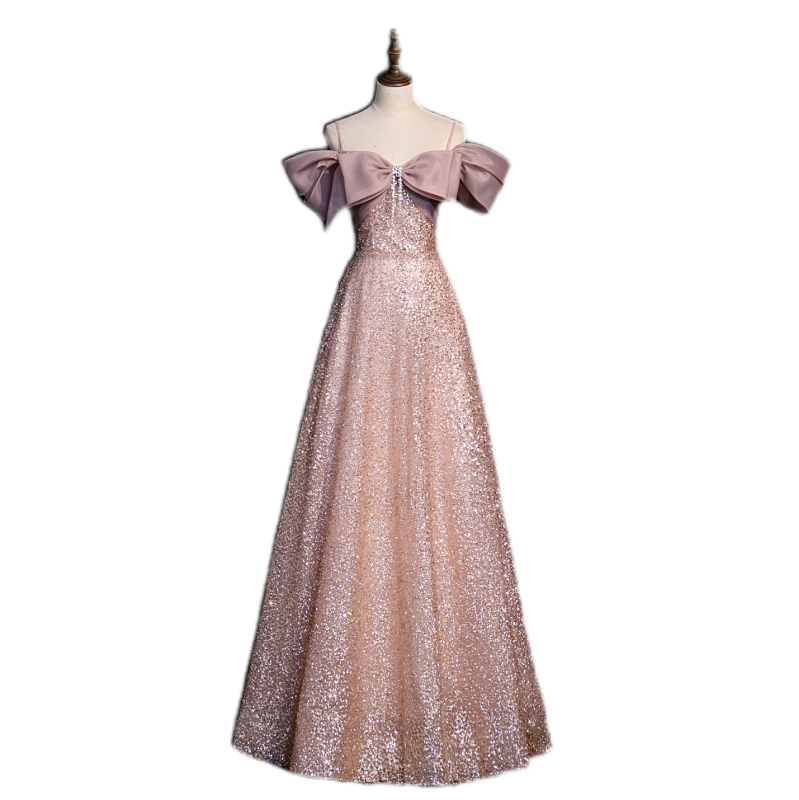 Rochie de seară pentru femei, decolteu off-shoulder, mâneci 3/4, fustă lungă, talie înaltă, poliester