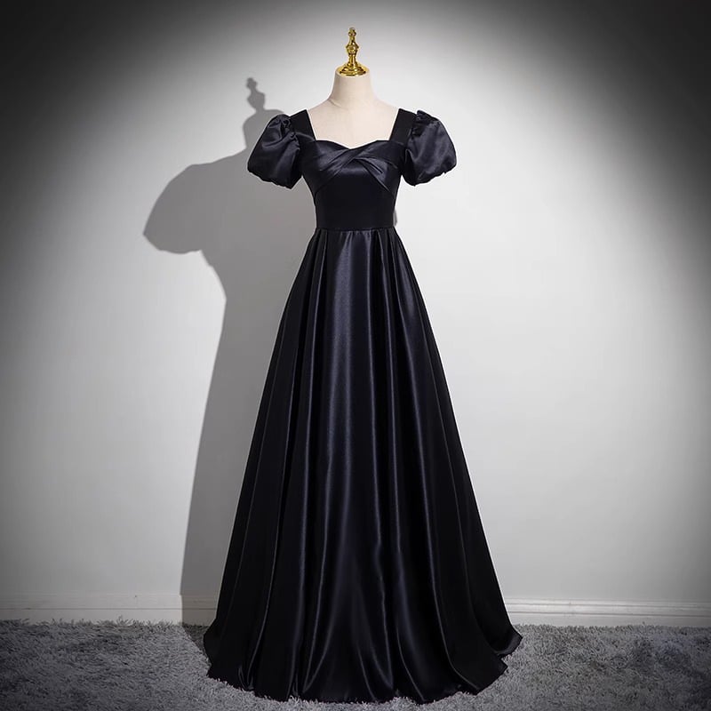 Poliester satin duga večernja haljina, bez rukava, off-shoulder, A-linija, srednji pojas, za odrasle žene, pogodna za vokalne ispite i klavirske nastupe