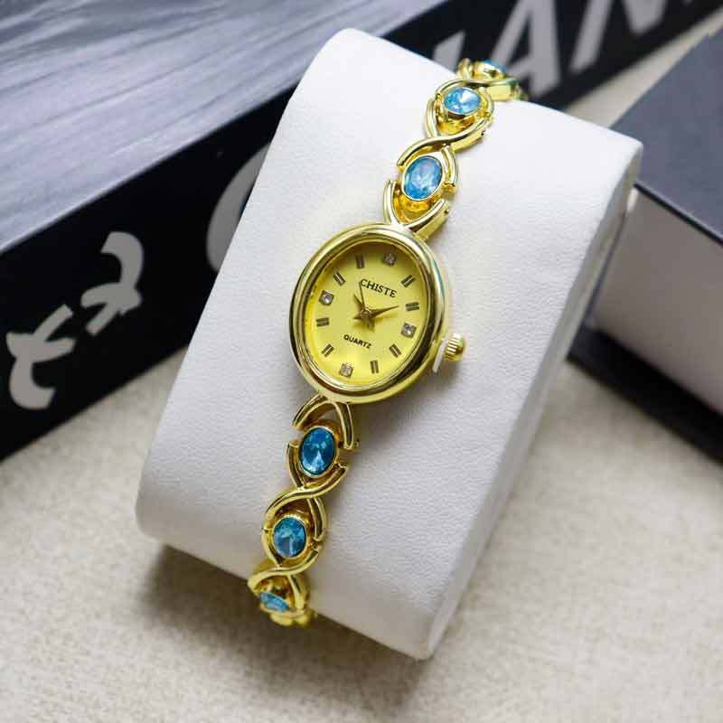 Ceas de damă vintage cu cadran oval, brățară din lanț, mișcare cuarț, carcasă din aliaj, trei ace, nu este rezistent la apă