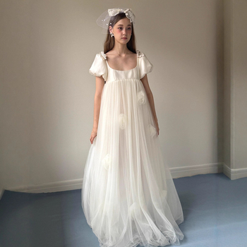 Rochie de mireasă cu talie strânsă în formă de coadă de pește, talie înaltă, mâneci lungi, fustă lungă, poliester (50–70%)