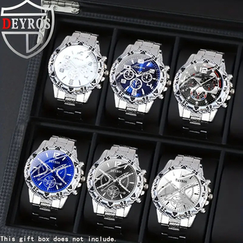 Set de 6 ceasuri quartz pentru bărbați - carcasă din aliaj, cadran analog, dată, zi, cronograf, timp mondial, curea din silicon