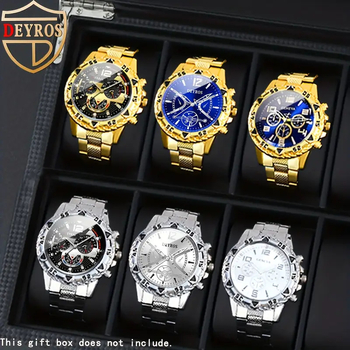 Set de 6 ceasuri quartz pentru bărbați - carcasă din aliaj, cadran analog, dată, zi, cronograf, timp mondial, curea din silicon