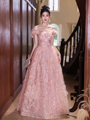 Rózsaszín estélyi ruha nőknek, magas derékkal, ujjatlan, hosszú szoknyával, poliészter anyag (30–50% tartalom)