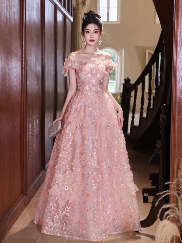 Rózsaszín estélyi ruha nőknek, magas derékkal, ujjatlan, hosszú szoknyával, poliészter anyag (30–50% tartalom)