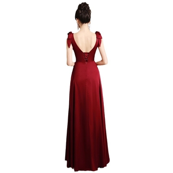 Svadobné šaty s A líniou, vysoký pás, bez rukávov, dlhá sukňa.