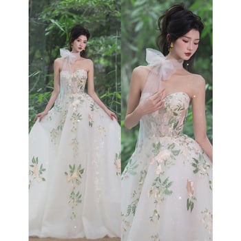 Večernja haljina s jednim ramom, A-linijski kroj, duga, visoki struk, 3/4 rukavi