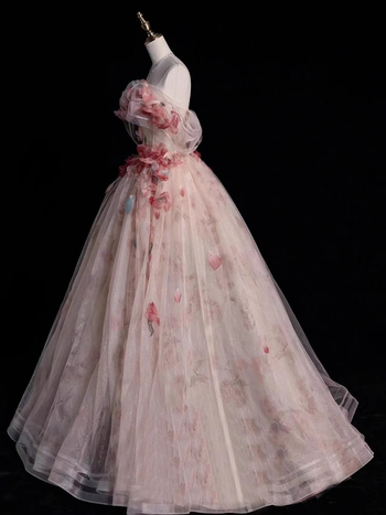 Svadobné večerné šaty, A-tvar, vysoký pás, 3/4 rukáv, dlhá sukňa, polyester