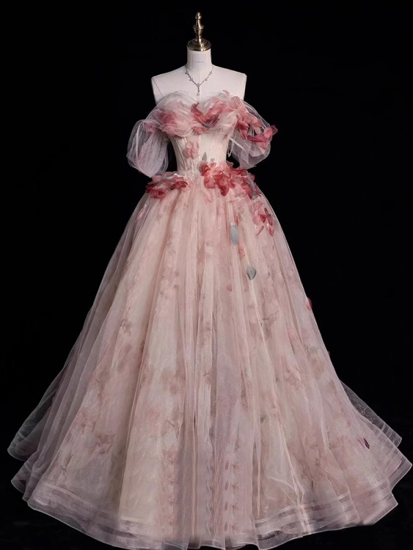 Svadobné večerné šaty, A-tvar, vysoký pás, 3/4 rukáv, dlhá sukňa, polyester