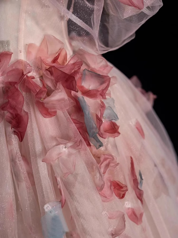 Svadobné večerné šaty, A-tvar, vysoký pás, 3/4 rukáv, dlhá sukňa, polyester