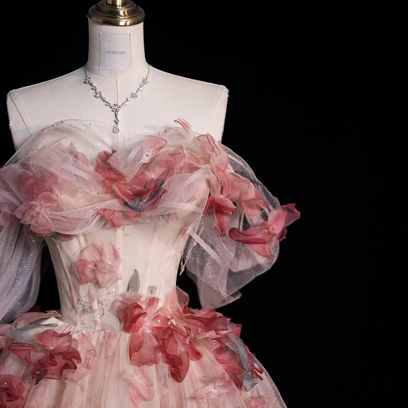 Svadobné večerné šaty, A-tvar, vysoký pás, 3/4 rukáv, dlhá sukňa, polyester