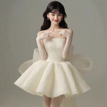 Večernja haljina s A-siluetom, bez rukava, duga, visok struk, tube top