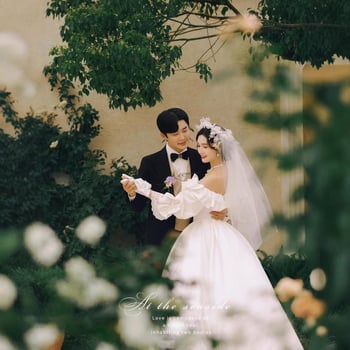 Vjenčana haljina u francuskom retro stilu za foto-studio, mrežasti materijal, duga tutu suknja, visoki struk, rukavi duljine 3/4