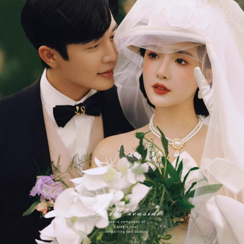 Vjenčana haljina u francuskom retro stilu za foto-studio, mrežasti materijal, duga tutu suknja, visoki struk, rukavi duljine 3/4