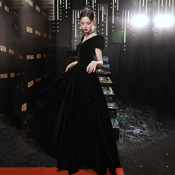 Večernja haljina s jednim ramenom, A-linije siluete, duga suknja, raglan rukavi, mrežasti materijal