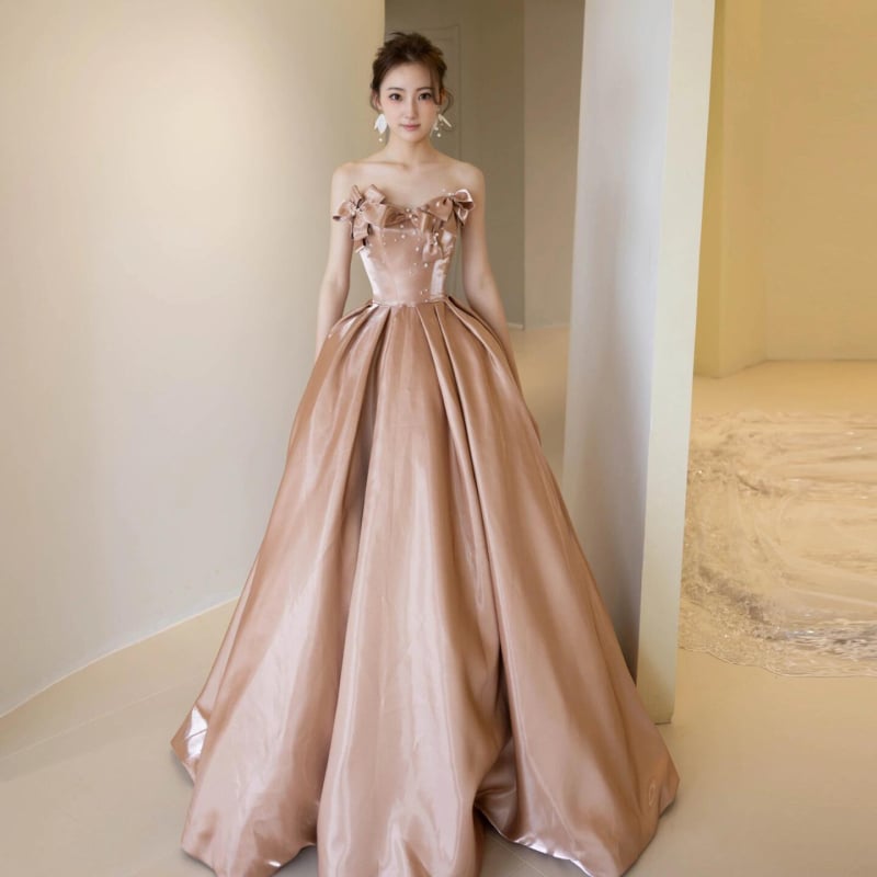 Satenska vjenčana haljina za zaruke, visokim strukom, bez rukava, duga večernja haljina